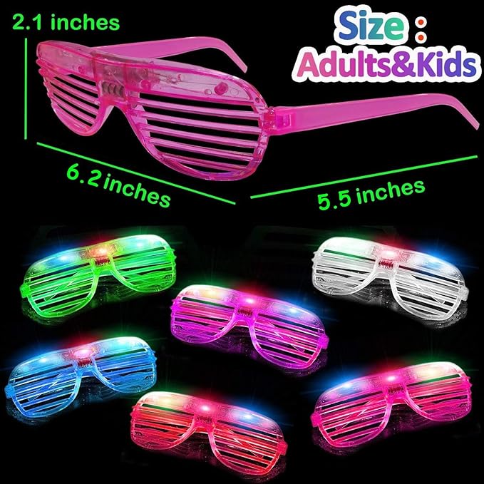 100 Pack Glow Sticks Glasses Bulk Party Pack,Light Up Glasses Bulk,Glow in the Dark Party Supplies Favors,LED Sunglasses,Concert,Neon,Birthday,Patriotic Fiesta Party Favors,Big Event
