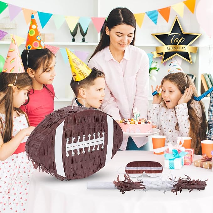 Football Pinata Bundle with a Blindfold and a Bat (16 x 10 x 4 Inches), Football Pinata for Boys, Perfect for Birthday Party, Sport Theme Party, Decoration