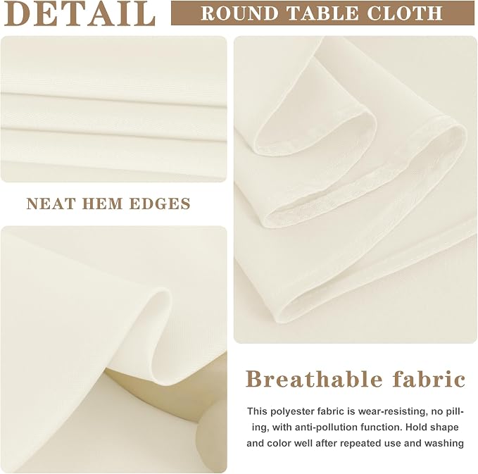 Fitable Ivory Tablecloths for 6-8 Foot Tables, 6 Pack - 70 x 120 Inches - Reusable and Washable Table Clothes, Polyester Fabric Table Covers for Wedding, Party, Banquet