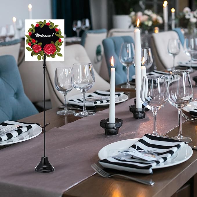Skyygemm 12 Pcs Table Number Holders 12 Inch Place Card Holder with Alligator Clip Metal Place Card Stands Table Sign for Photos, Food Signs, Birthdays, Weddings (Black)