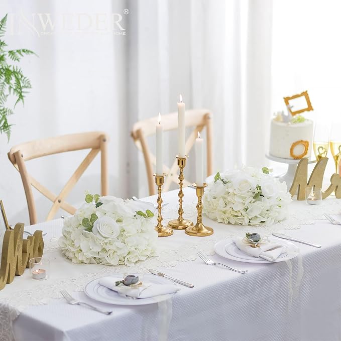 White Flowers Balls for Centerpieces: 2 PCS 11.8" Diam Flower Centerpieces for Tables in Wedding Reception Decorations Arrangement for Party Celebration Planners