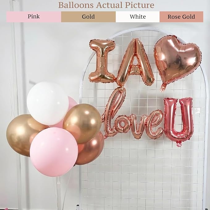 Birthday Room Decorations for Women, Happy Birthday Hotel Room Decorations for Her with Rose Gold Balloons, LOVE Balloon, LED Candle Lights, Rose Petals, Girlfriend Pink Birthday Decorations Set
