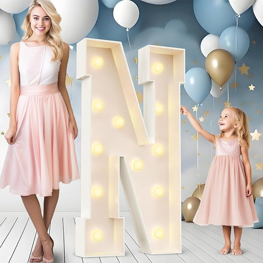 Ledido 4FT Marquee Light Up Letters N, Easy to Assemble Marquee Letters 4 Feet Tall for Indoor & Outdoor Events, Large Lighted Letter for Birthday Graduation Baby Shower Anniversary Party Decorations