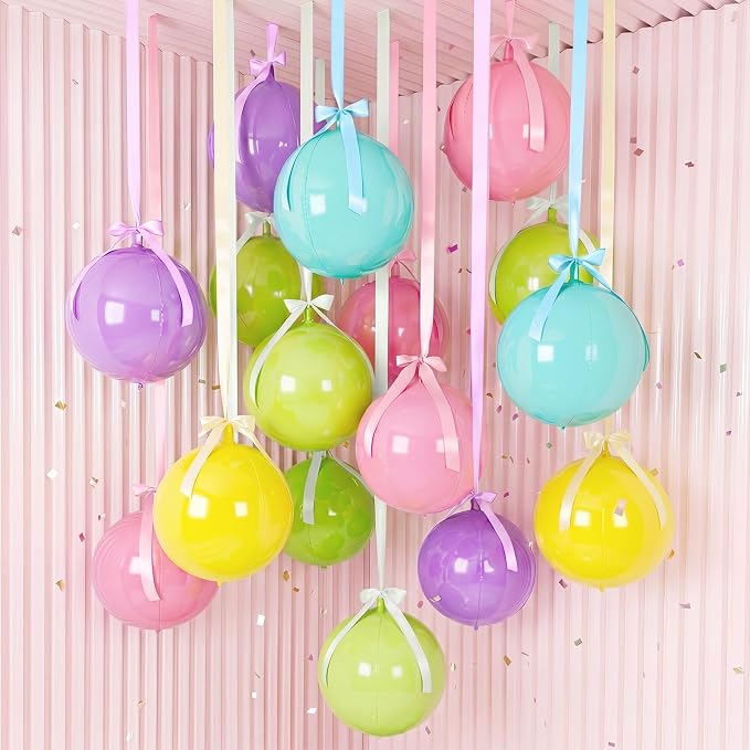 Civaner 26 Sets Pastel Classroom Decorations 4d Large Pastel Balloons for Ceiling with Satin Ribbon Back to School Hanging Ceiling Balls with Bows for Teacher Welcome Party Birthday Wedding