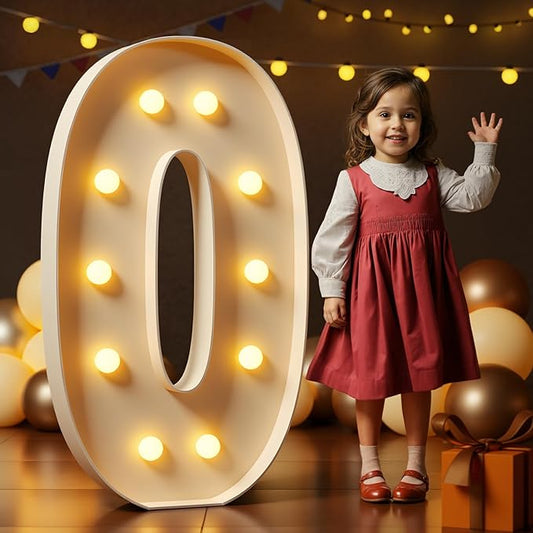 Marquee Numbers 4 Feet Tall Large Light Up Numbers 40th 50th 60th Birthday Decorations Women Men Big Yellow Light Outdoor Anniversary Decorations Balloon Arch Kit Party Backdrop 0