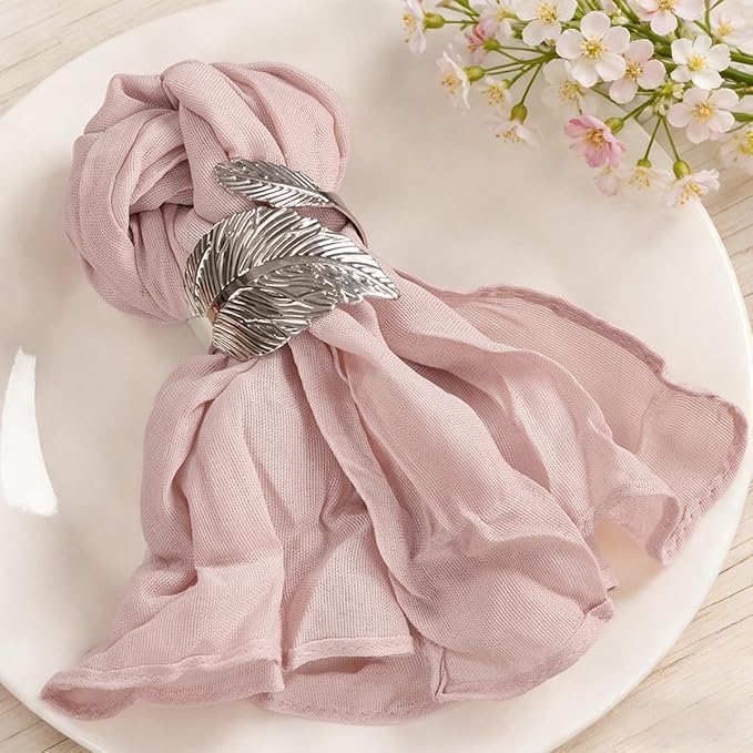 MLMC 24 Pack Pink Cheesecloth Napkins Boho Rustic Gauze Light Pink Cloth Napkins Washable 21"x21" for Wedding Bridal Shower Birthday Anniversary Dinner Decor