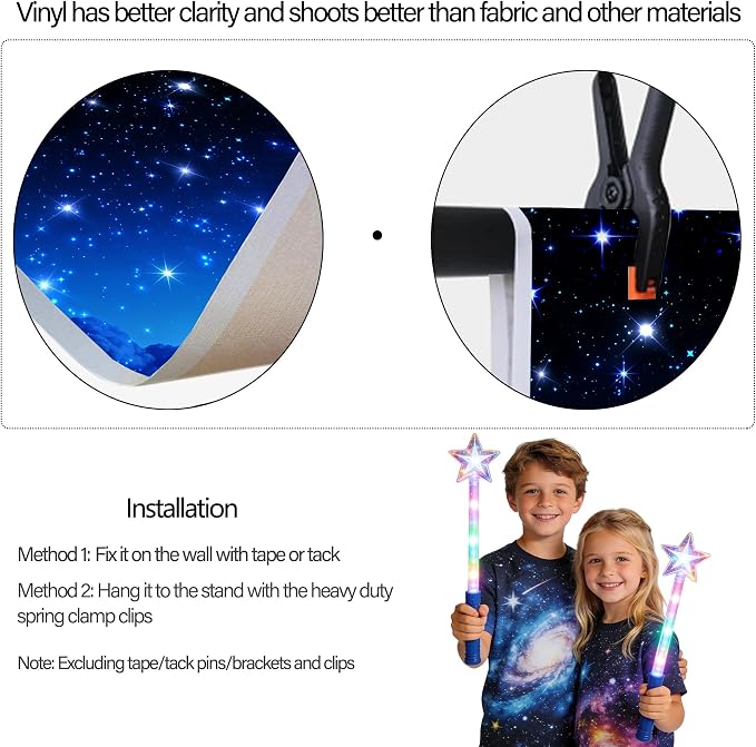 10x8ft Starry Night Sky Backdrop, Galaxy Stars Photography Background Universe Space Starry Photo Backdrop Outer Space Theme Birthday Party Decorations for Boy Kids