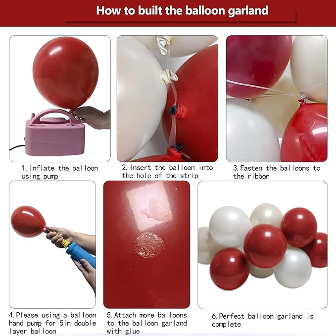 Red White Balloon Garland Double Stuffed Dark Red Pearl White Balloon Arch Kit Burgundy Balloons for Mother's Day Birthday Wedding Bridal Shower Engagement Graduation Party Decor