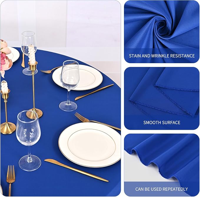 10 Pack Royal Blue Round Tablecloths 90 Inch, Polyester Round Table Cloth Circle Bulk Linen Washable Table Cloth Stain and Wrinkle Resistant Circle Table Cover for Wedding Party Dining Banquet