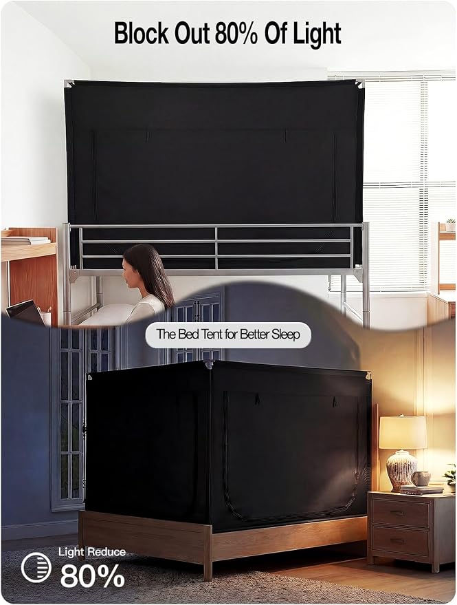 ANC POP Portable Bed Tent, Blackout Privacy Canopy with 3 Doors & Breathable Mesh, Large Space for Adults, Indoor Sleeping Shelter for Dorms/Shared Rooms