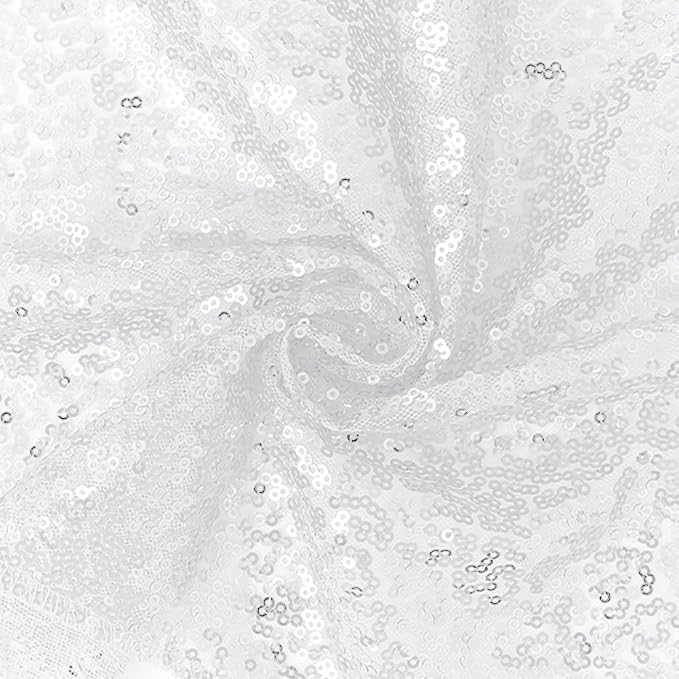 2 Packs 12 x 72 inches Sequin Table Runner, White Glitter Table Runner for Birthday Party Supplies Wedding Engagement Baby Shower Holiday Celebration Event Decorations