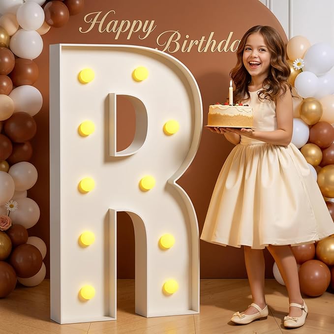 Marquee Letters 4 Feet Tall 4FT Large Light Up Letters R for Birthday Wedding Engagement Party Decorations Will You Marry Me Sign Yard Pre-Cut Foam Board