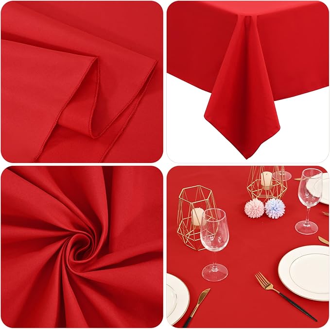 8 Packs Red Rectangle Tablecloth - 60 x 102 Inch, Premium Polyester Table Cloth for 6 Foot Rectangle Tables, Washable Fabric Table Covers for Wedding, Party, Banquet, Dining