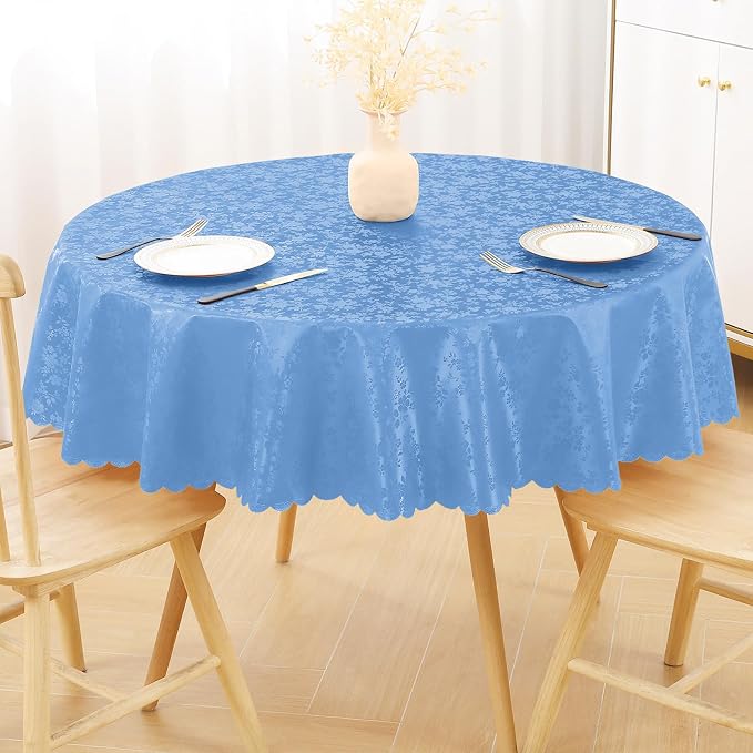 Smiry Round Table Cloth, Waterproof Heavy Duty Vinyl Tablecloths, Wipeable Washable Table Cover for Kitchen and Dining Room (Baby Blue, 60" Round)