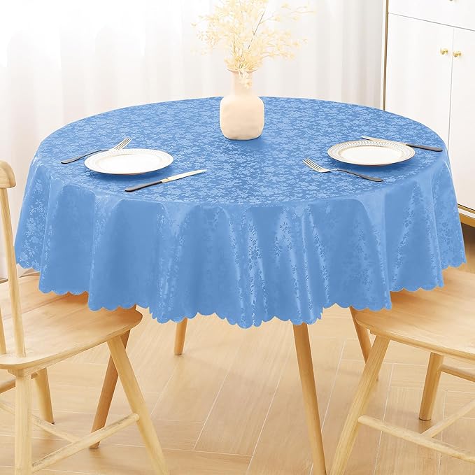 Smiry Round Table Cloth, Waterproof Heavy Duty Vinyl Tablecloths, Wipeable Washable Table Cover for Kitchen and Dining Room (Baby Blue, 70" Round)