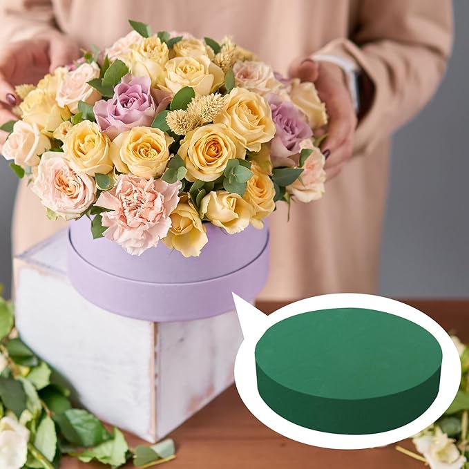 4 Pcs 10 Inch Floral Foam Blocks Large Dry and Wet Floral Foam for Diy Fresh Flowers, Artificial Flowers, Wedding Aisle Flowers Party Home Office Garden Decoration (Round)