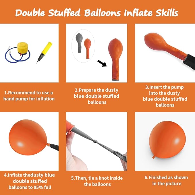 108Pcs Orange Double Stuffed Balloons Different Size, 18/12/10/5 inch Pastel Matte Burnt Orange Balloons Garland Arch kit for Baby Shower Birthday Summer Party Decoration