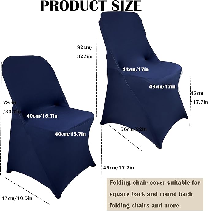 40PCS Stretch Spandex Folding Waterproof Chair Covers,Universal Fitted Chair Cover Protector for Wedding Party Banquet Holidays Celebration Decoration(Navy Blue)