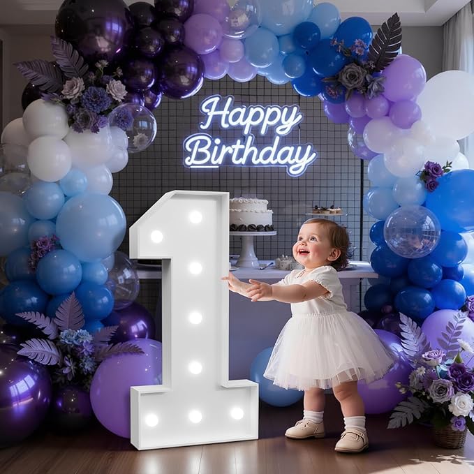 3FT Marquee Numbers 1 with Lights, Large Light Up Numbers Sign for 1st Birthday Party Decorations and Anniversary Backdrop Big Mosaic Number 1