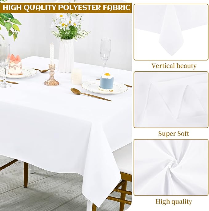 fani 8 Pack Square Tablecloth 52 x 52 Inch, White Tablecloth for Square Table, Stain and Wrinkle Resistant Washable Polyester Table Cloth, Decorative Fabric Table Cover for Wedding Buffet Parties