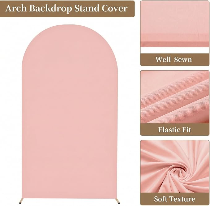 Toolterritary Metal Arch Backdrop Stand and Cover Set, 8FT, 6.6FT Party Backdrop, Easy to Assemble, Backdrop Stand for Parties, Birthday, Baby Shower