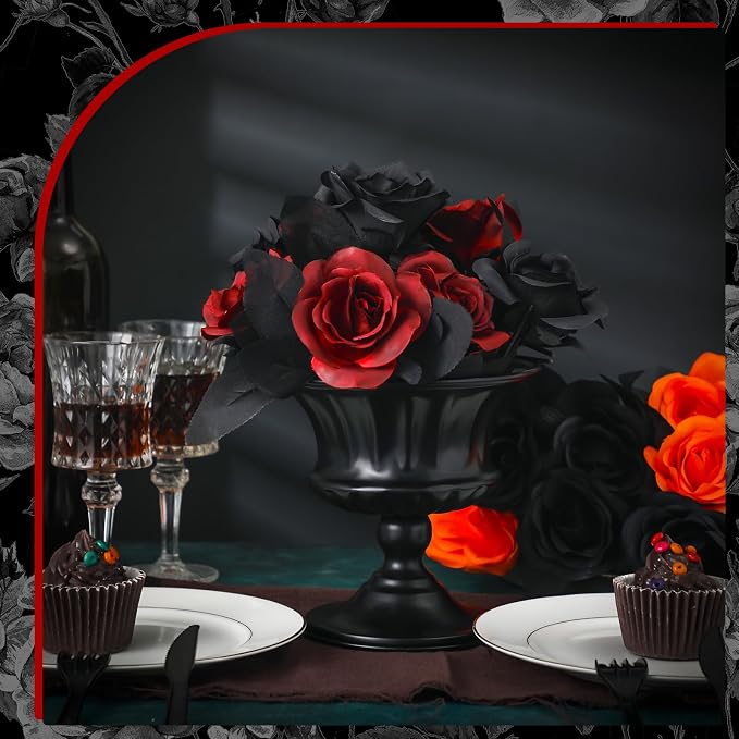 Gerrii 12 Pcs Vases for Centerpieces Metal Compote Vases Urn Planter Trumpet Flower Stand Small Pedestal Flowers for Wedding Table Reception Birthday Anniversary Ceremony Home Decor, 5.91 Inch(Black)