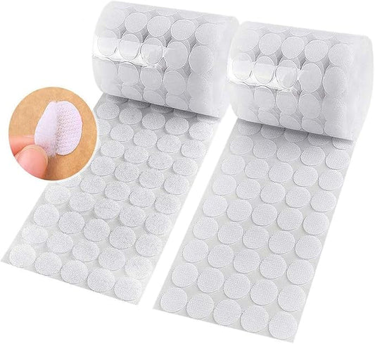 1600pcs (800 Pair Sets) 15mm Diameter Sticky Back Hook, Self Adhesive Dots Loop Tapes for DIY Crafts Office Classroom (White)