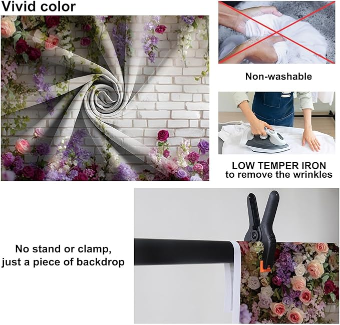 Baocicco Flower Brick Wall Backdrop 5x3ft Rose Flowers Photography Backdrops Baby Shower Bridal Shower Party Decorations Kids Adults Portraits Birthday Wedding Banner Supplies Props Video Studio