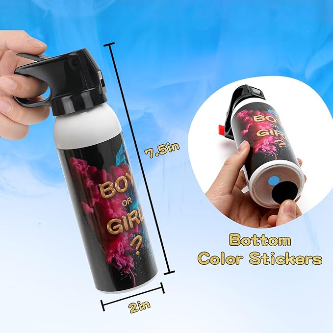 Gender Reveal Fire Extinguisher 2 Pack, Gender Reveal Decor, Baby Girl Reveal Party Ideas 100% Biodegragable for Party Decorations（Blue）