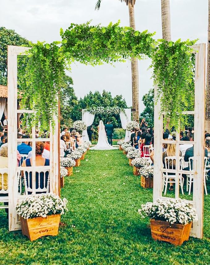 RECUTMS Hanging Money Plants Fake Outdoor Hanging Artificial Flower for Outdoors Artificial Vines Plastic Faux Draping Greenery Spring for Basket Home Garden Wedding Party Decorations 3Pcs