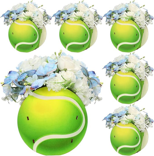 Cinnvoice 6 Pcs Wooden Centerpieces for Tables Baby Shower Decorations Tabletop Boxes Party Favor for Birthday Baby Shower Wedding Garden Tea Party(Tennis)