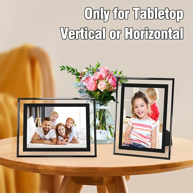 HIKWADERY 5x7 Picture Frames Black - Set of 2, HD Real Glass 5 by 7 Photo Frame for Tabletop Display, Wedding Birthday Mothers Day Gifts (5 x 7, Black)
