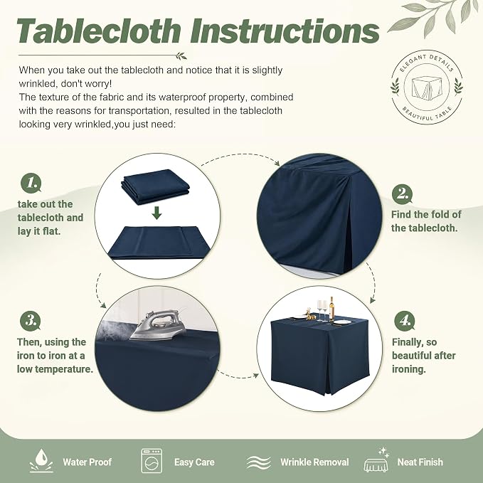 Shillance 1 Pack Navy Blue Square Tablecloth for 34x34 Inch Card Table Cover Waterproof Oil-Proof Spill-Proof Polyester Square Fitted Tablecloth for Wedding Parties Display Trade Show