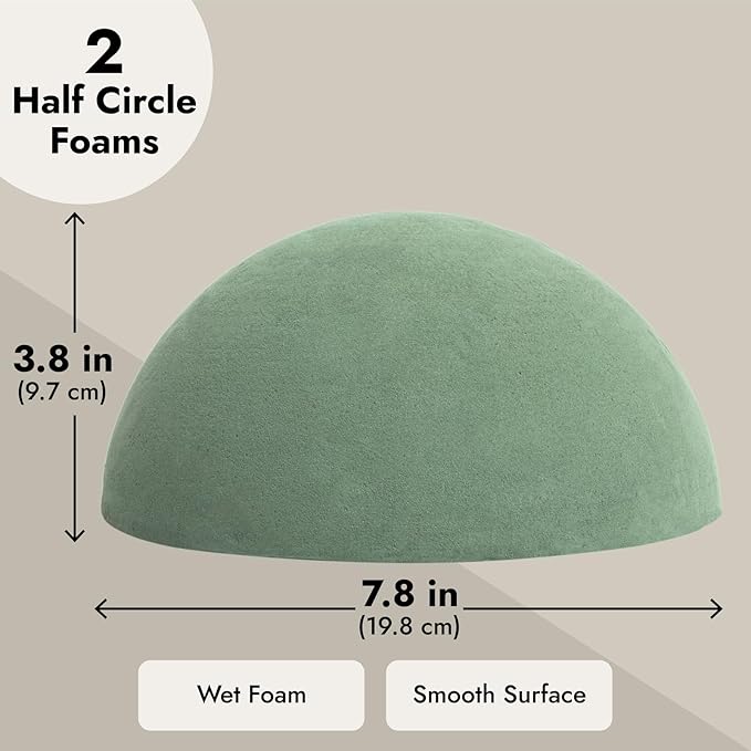 Bright Creations Flower Foam Round Half Balls - 7.8-Inch, 2-Pack - Sphere & Dome Shapes for Floral Arrangement & DIY Craft - Floral Foam Spheres