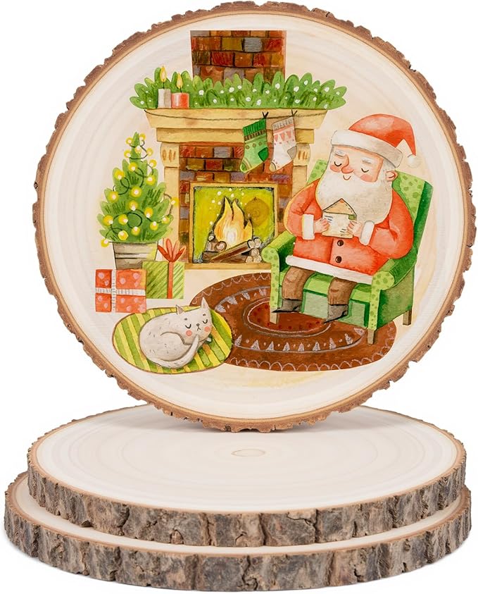 3 Pack 11 Inch Large Wood Slices for Centerpieces,Natural Unfinished Round Wood Ornaments for Crafts,Rustic Wooden Circles & Slabs for Wedding Centerpieces& Christmas Table Decor,DIY Painting Crafts
