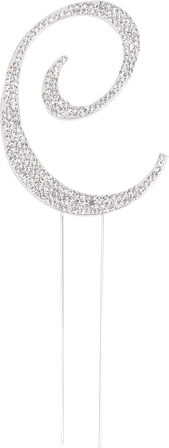 LOVENJOY Gift-Boxed 3.3" Letter C Rhinestone Initial Cake Topper