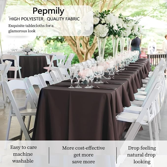 8 Pack Brown Tablecloth 60x102 Inch Rectangle Table Cloth for 6 Foot Rectangle Tables, Wrinkle Resistant Washable Polyester Fabric Rectangular Table Cover for Dining Banquet Wedding Party