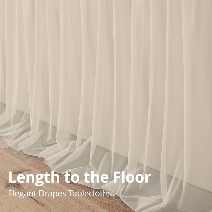 leegleri 2 pk 6ft Champagne Tulle Tablecloth for Rectangle Tables, 2-in-1 Table Covers with Tulle Skirt,Wrinkle Free Stretchy Ruffle Tulle Table Cloths Fitted for Wedding Party Banquet Vendor