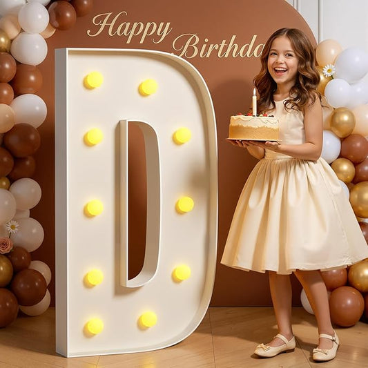 Marquee Letters 4 Feet Tall 4FT Large Light Up Letters D for Birthday Wedding Engagement Party Decorations Will You Marry Me Sign Yard Pre-Cut Foam Board