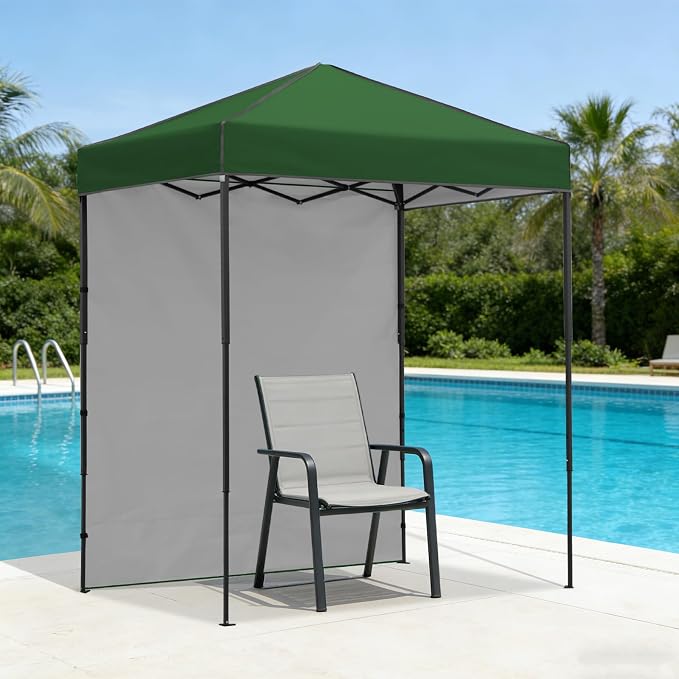 6x4 Pop Up Canopy Tent with One Wall Panel, Instant Portable Beach Canopy, Outdoor Tent with Carry Bag for Camping, Sports, Tailgating, Events, Green