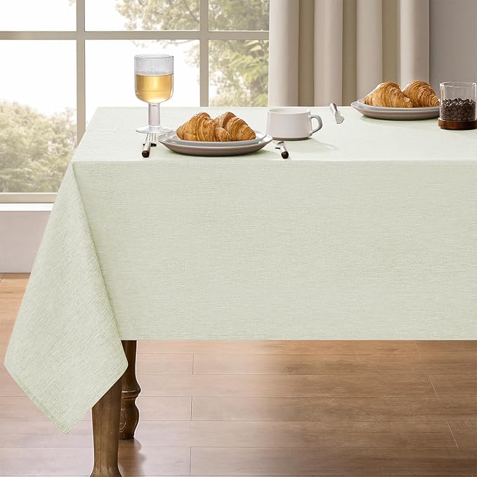Decorelia Faux Linen Waterproof Tablecloth,Light Grey,84" x 60" (Rectangular)