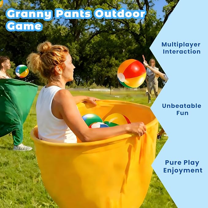 Granny Pants Yard Game Set for Kids & Adults, Funny Giant Outdoor Party Game with Oversized Pants & Balls, Backyard Lawn Family Game for Birthdays, Reunions & Team Activities ﻿