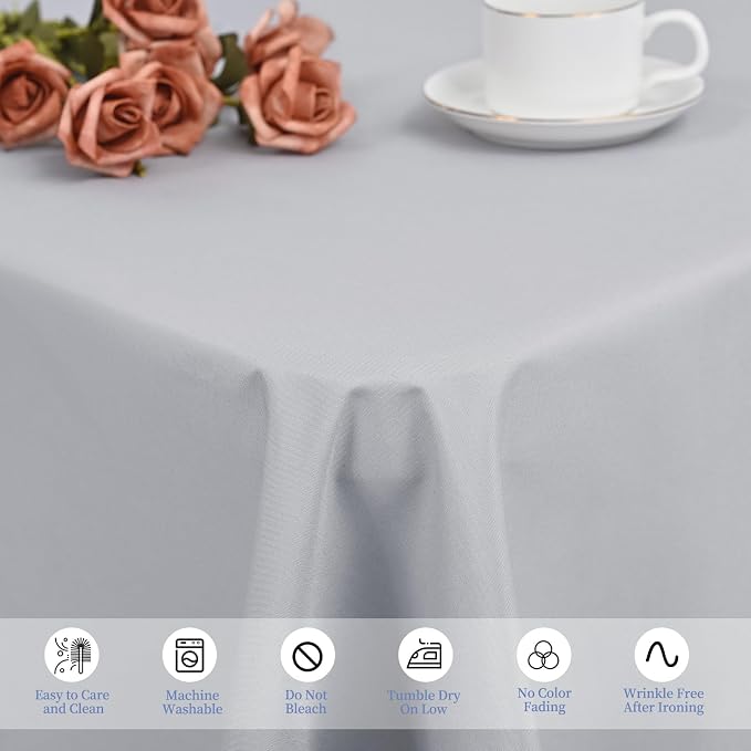 12 Pack Light Grey Tablecloths for Rectangle Tables 60 x 102 Inch Polyester Tablecloth 6 Foot Rectangle Table Cloth Washable Fabric Table Cover for Party Wedding Banquet Events