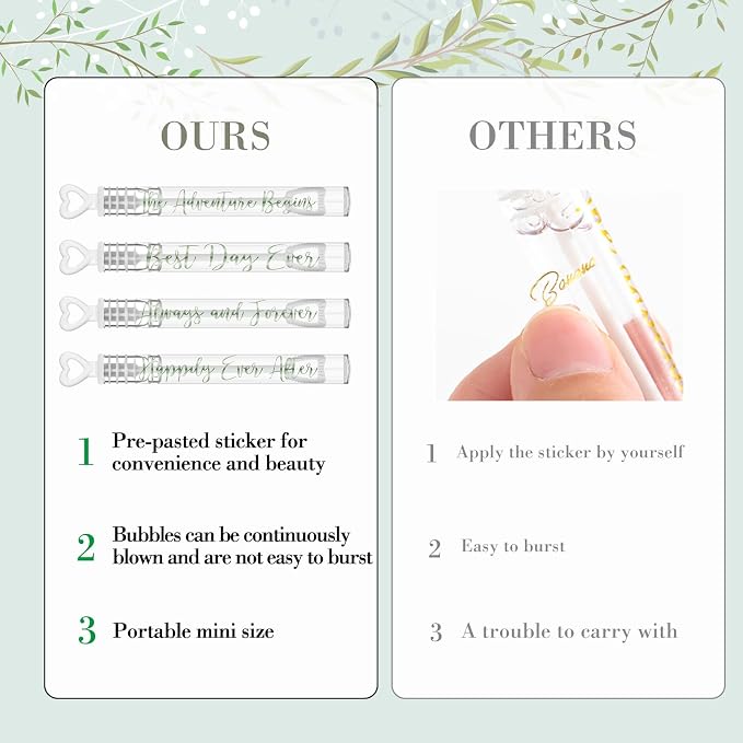 Hollowfly 120 Pack Sage Green Wedding Mini Bubble Wands for a Wedding Bulk White Heart Bubble for Guests Send Off Wand Adults Bridal Exit Shower Party Supplies Valentine Anniversaries Celebration