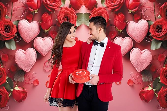 5x3ft Vinyl Happy Galentine's Day Backdrop Red Pink Rose Heart Background Friends Valentines Photography Props Party Decorations