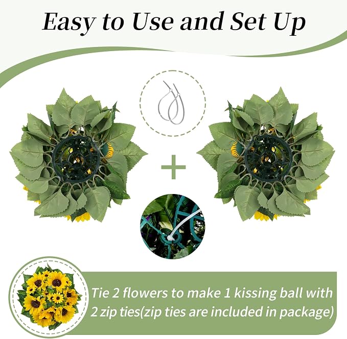 BLOSMON Fake Sunflowers Flower Centerpieces - 6 Pcs Artificial Flowers | Yellow Sunflower for Wedding Table Birthday Decorations - Faux Silk Kissing Floral Arrangements for Home Event DIY Decor