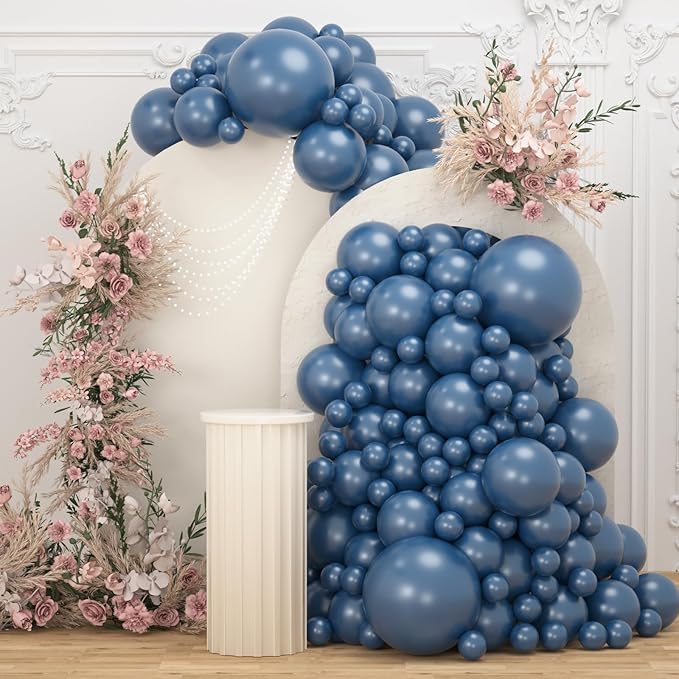 108Pcs Dusty Blue Double Stuffed Balloons Different Size, 18/12/10/5 inch Dark Slate Blue Balloons Garland Arch kit for Baby Shower Boy Birthday Bridal Gender Reveal Party Decoration