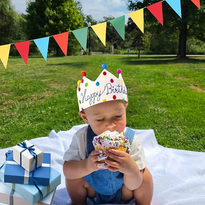 Personalized Hand Embroidered Birthday Hats Unique Happy Birthday Crowns Cute Party Hat for Boy Girl Fit All Ages
