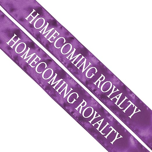 Anderson's Purple Satin Homecoming Royalty Sash Set, Elegant 3" x 72" Sashes with White Imprint for Homecoming Night Coronation and School Events, 2‑Piece Set
