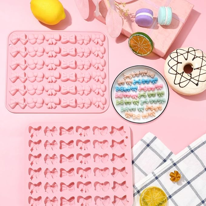 Airssory 2 pcs Cute Bow Theme Fondant Molds Bowknot Bow Tie Mold 3D for DIY Party Wedding Cake Candy Chocolate Epoxy Resin Craft Making Decoration